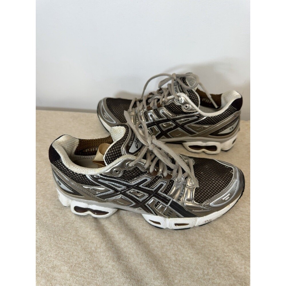 Asics Gel Nimbus Cush Suede Mesh Womens  Sneakers In Silver Brown Sz 10